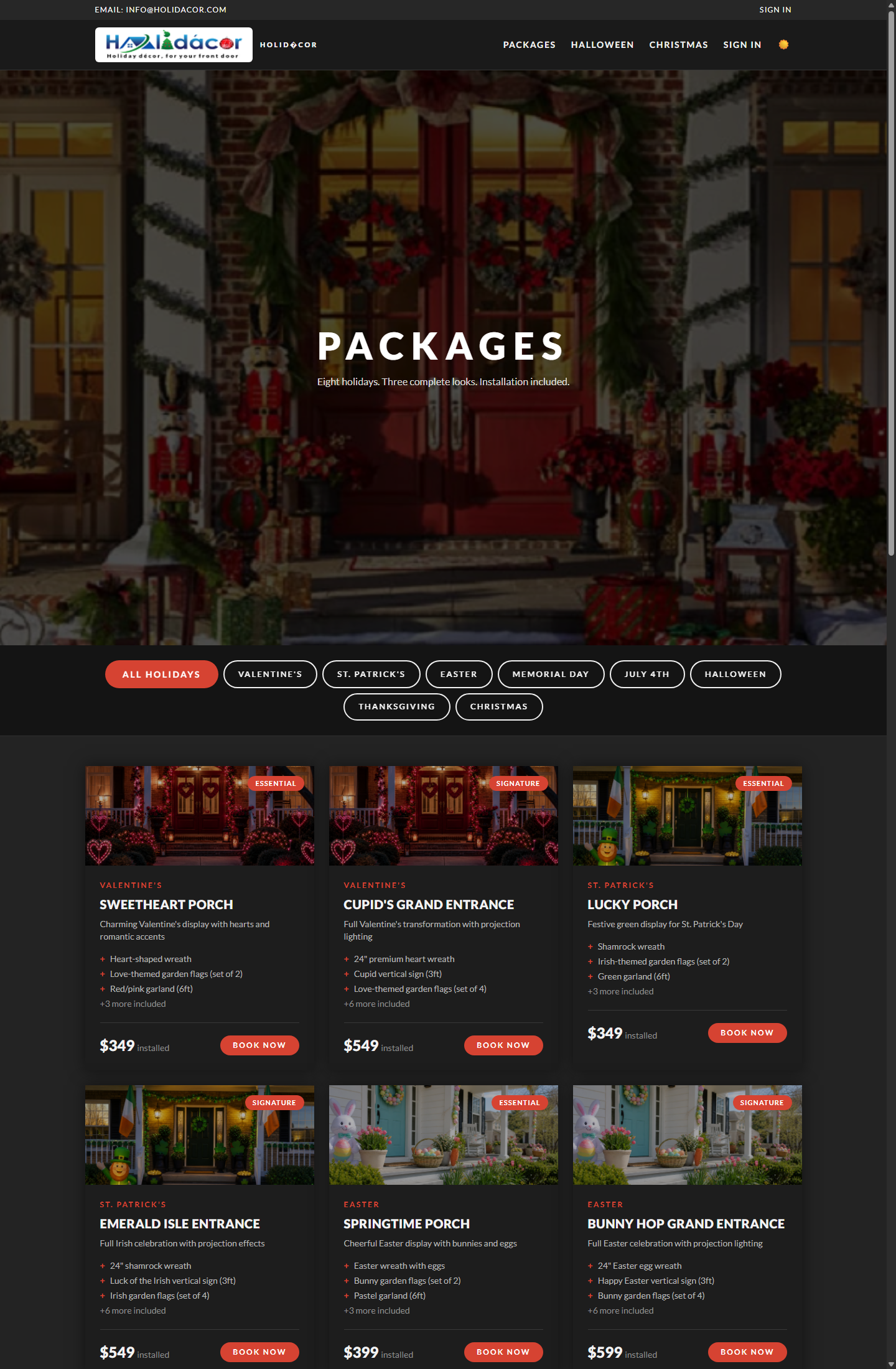 Holidácor packages page