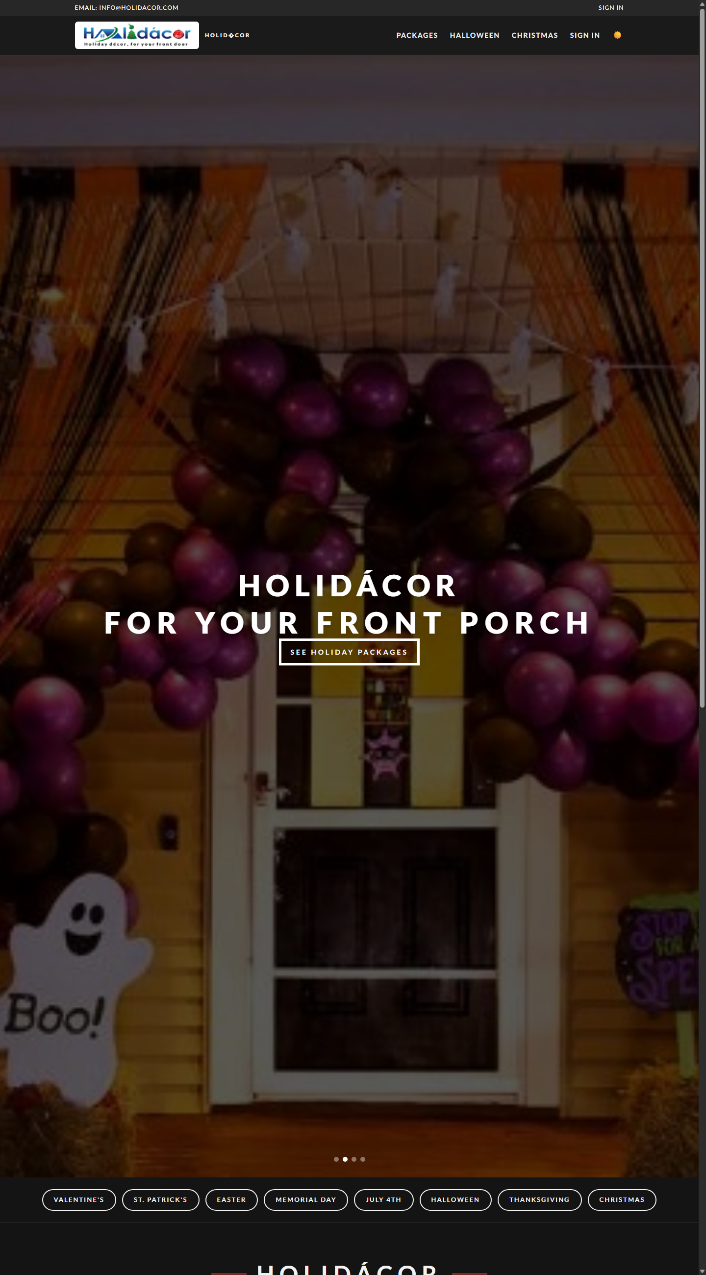 Holidácor marketing homepage