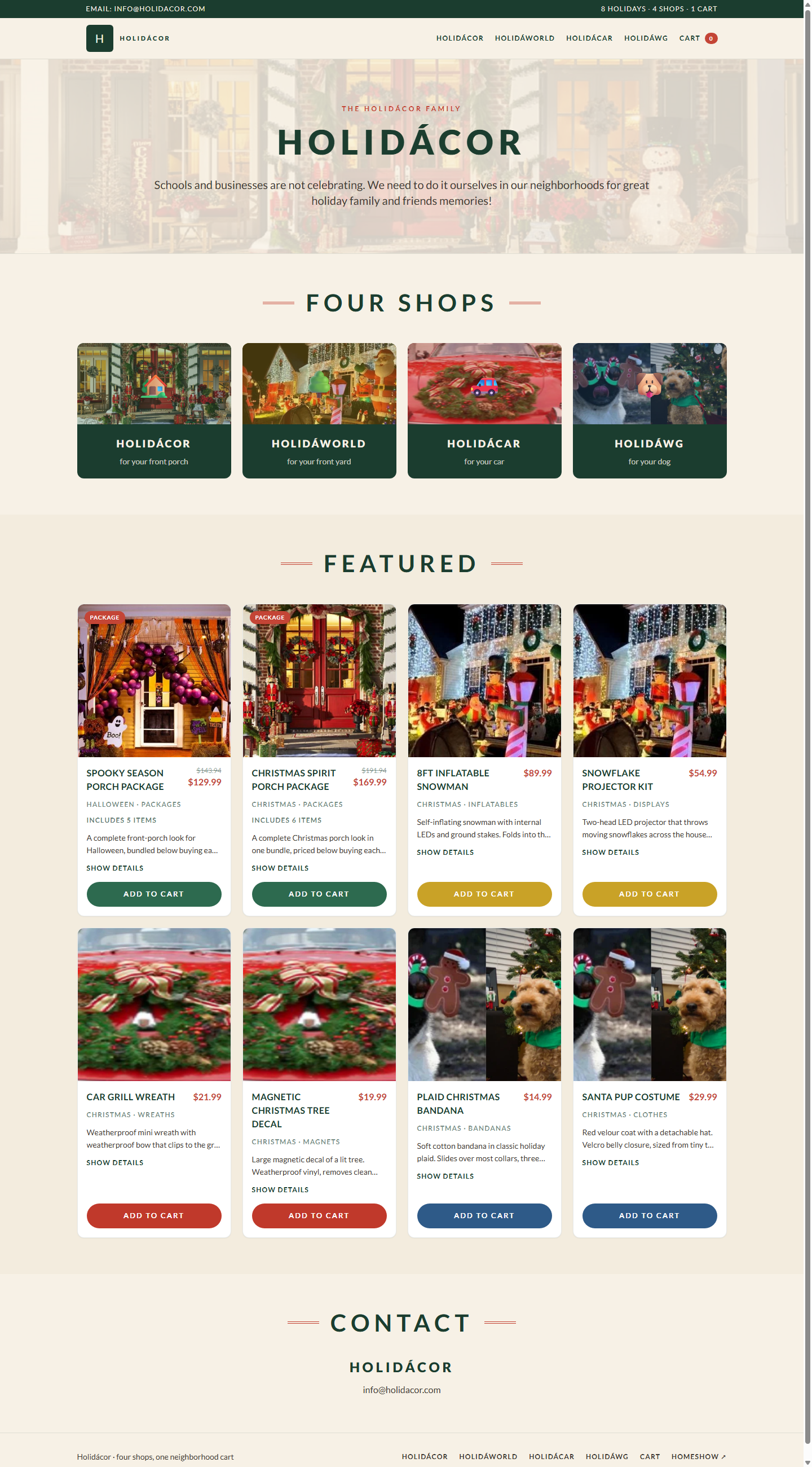 Holidácor Shop storefront