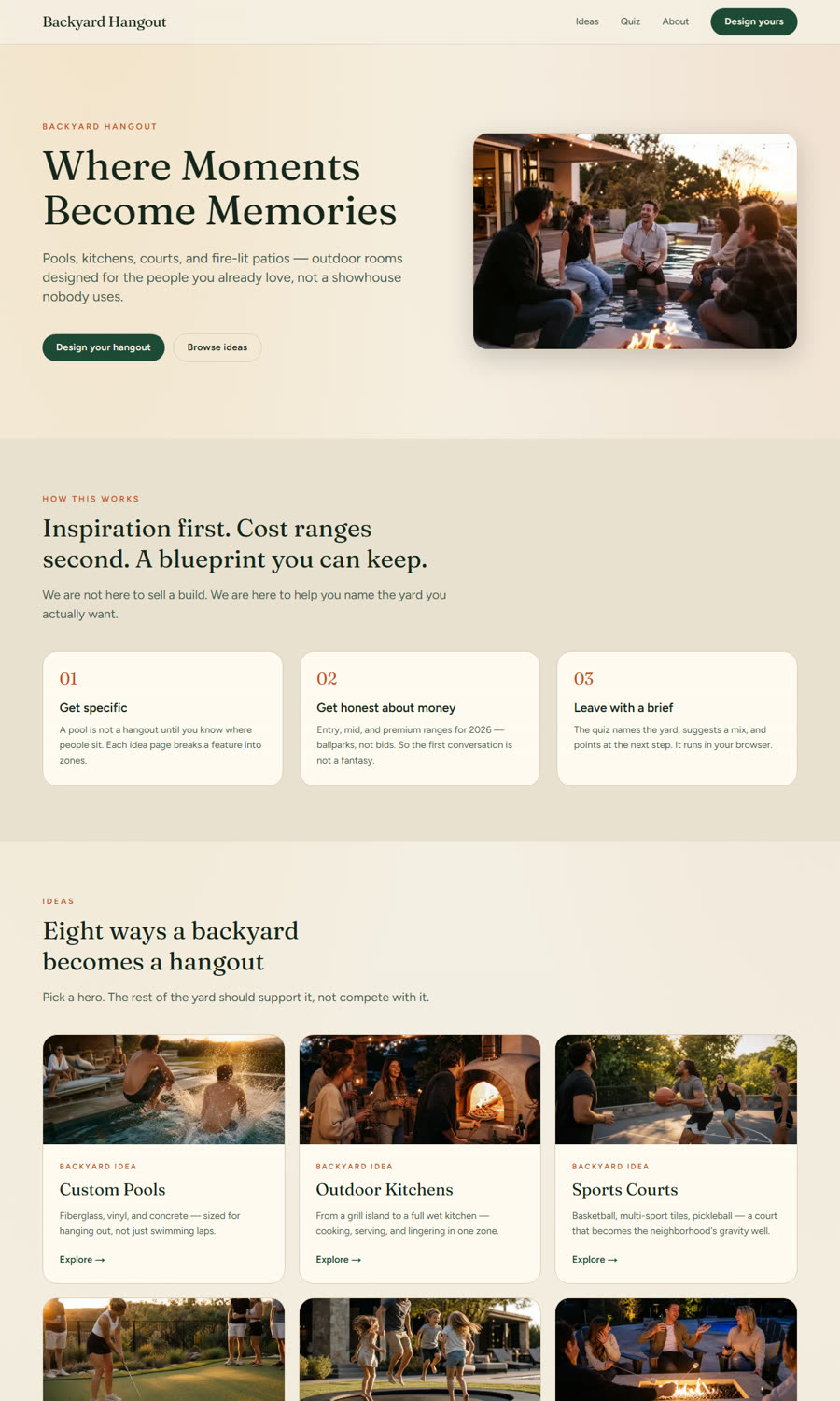 Backyard Hangout homepage