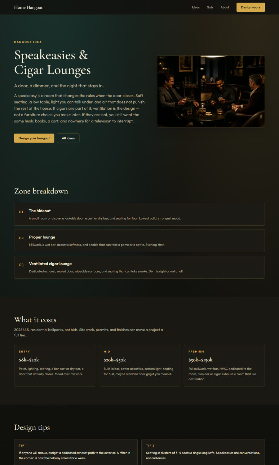 Home Hangout speakeasies page